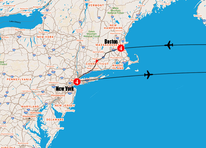 Boston & New York Map