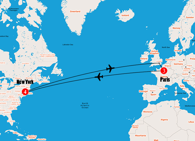 distance between new york to paris