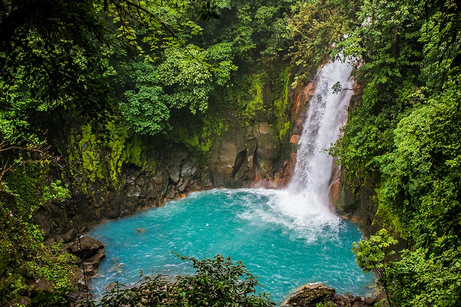 Rio Celeste Waterfall in Tenorio Volcano National Park
